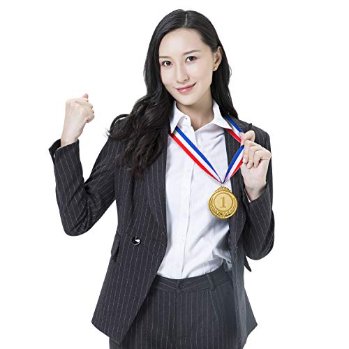 96-Piece Metal Award Medals Set for Sports and Competitions - Gold, Silver & Bronze with Ribbons
