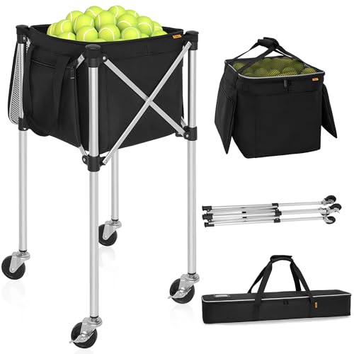 Foldable Tennis Ball Cart with Large Capacity & Lightweight Aluminum