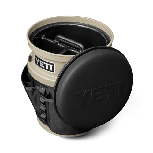 YETI 5 Gallon LoadOut Bucket with Black Swivel Seat - Heavy Duty Foam Cushion for Hunting, Fishing, Camping