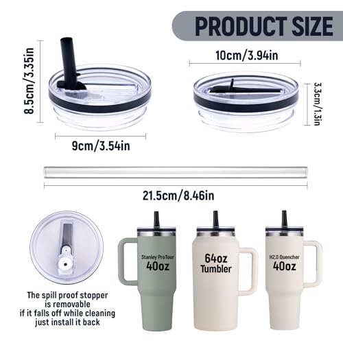 1-Pack Leakproof Black Replacement Lid for Stanley 40oz/64oz Tumblers - Fits Quencher & ProTour