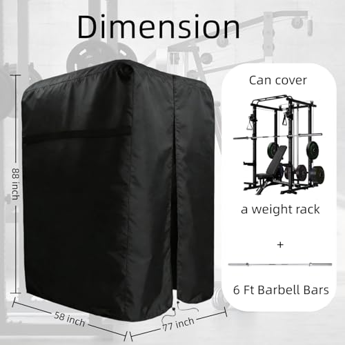 77W x 58D x 88H Waterproof Gym Rack Cover for Fitness Equipment
