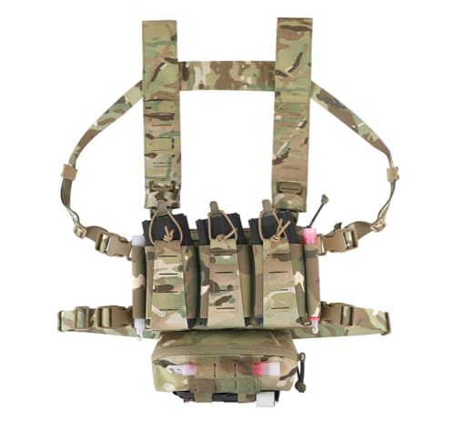 KRYDEX Camo Tactical Chest Rig Triple Mag Pouch Set with GP & Drop Pouch