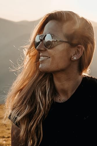 Julbo Vermont Classic Glacier Sunglasses with Leather Side Shields - Black Frame & Silver Mirror 51mm