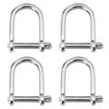 Marine Grade 316 Stainless Steel Wide D Shackle 1/4 Inch 4 Pack for Boat Rigging