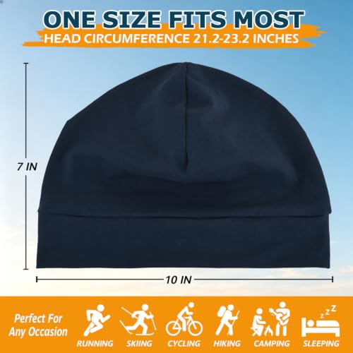 Headshion 100% Cotton Skull Cap Beanie for Men Women - One Size / Black, Grey, Navy Blue, Denim Blue