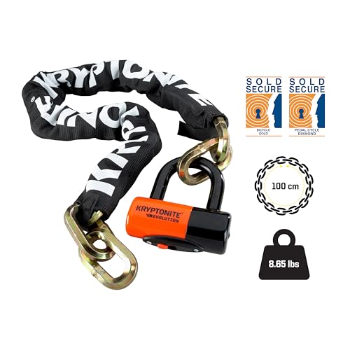 Kryptonite New York 1210 Bike Chain Lock with Disc Lock, 3.25 ft Heavy Duty Security