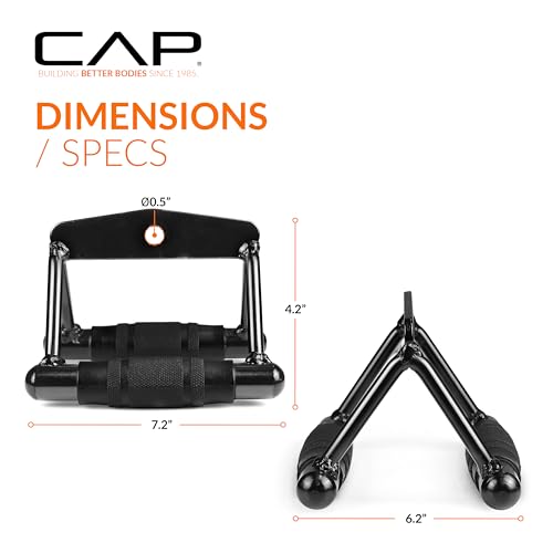 Black Double D Handle with Rubber Grips for Cable Machine Attachments