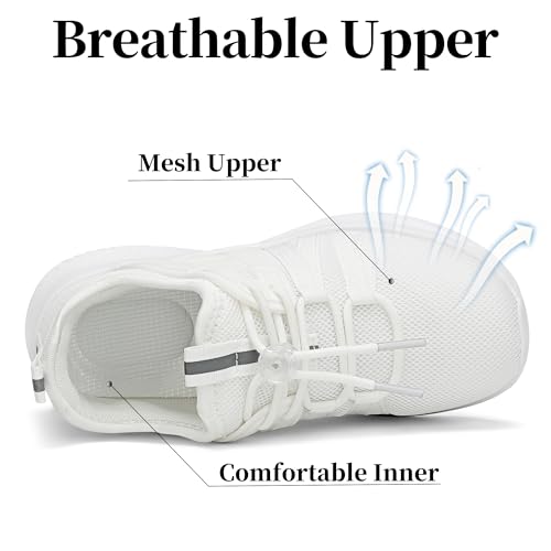 Kids Sneakers Lightweight Breathable Tennis Running School Shoes - Little Kid, All White
