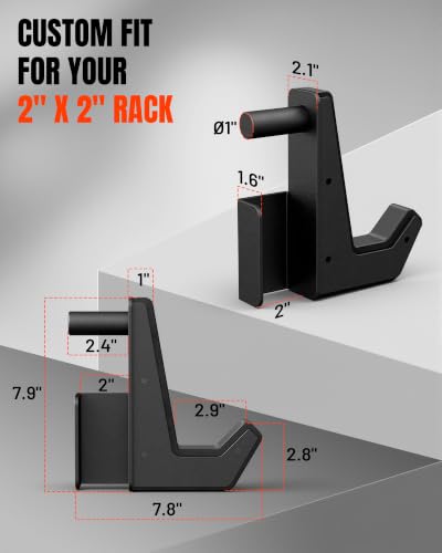 Mikolo Heavy Duty J Hooks for 2x2 Power Rack – Steel Barbell Holders for Home Gym