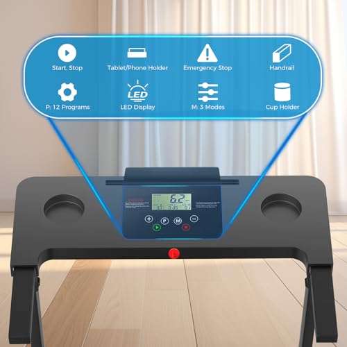 AoraPulse Black Portable Foldable Treadmill for Home & Office Exercise - 300 lbs Capacity