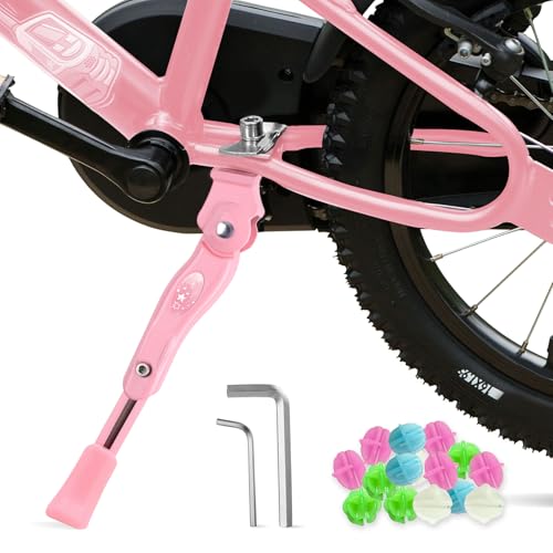 Kids Bike Kickstand for 16-20 Inch Children's Bicycles - Pink, Adjustable Aluminium Alloy Support
