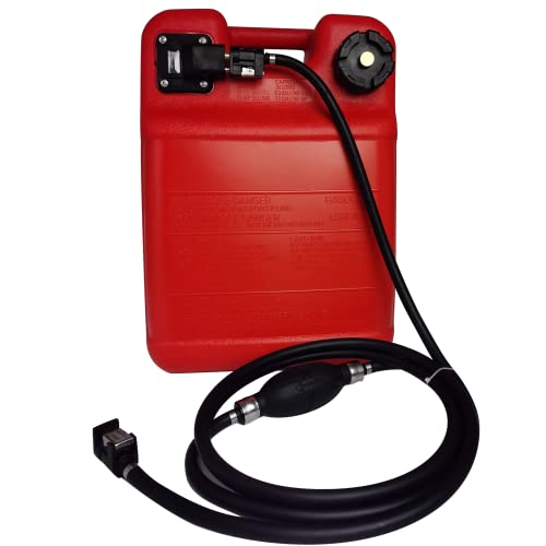 DEF 6-Gallon Portable Boat Fuel Tank with Hose & Fittings for Marine Outboard Motor