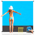 Aqua Blue Sandproof Waterproof Beach Blanket - Extra Large 79 x 55 Inch Outdoor Mat for Travel Camping Hiking