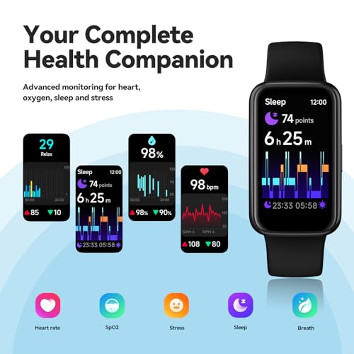 Enfit Fitness Tracker Smart Watch Black 1.47" Color Screen 100+ Sports Modes