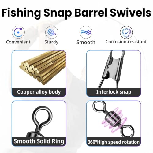 Fishing Snap Swivels & Barrel Swivels 50Pcs - Saltwater & Freshwater Corrosion-Resistant