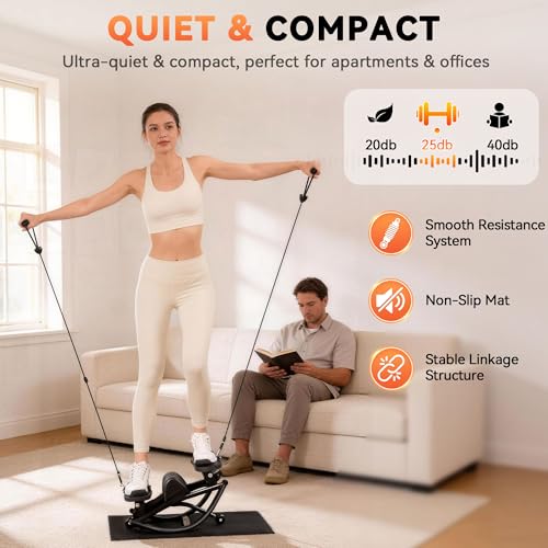 Gannyfer Black Side-to-Side Rock Stepper Exercise Machine with Digital Monitor, Resistance Bands, 330 lbs Capacity