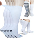 Walking Boot Sock Replacement Extra-Wide Knee High Socks for Foot Brace Men Women 2 Pairs - One Size, White