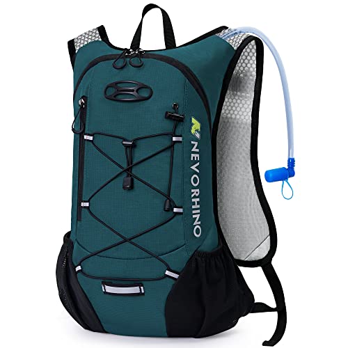 Lightweight Hydration Backpack with 2L Water Bladder - Plaid Dark Blue
