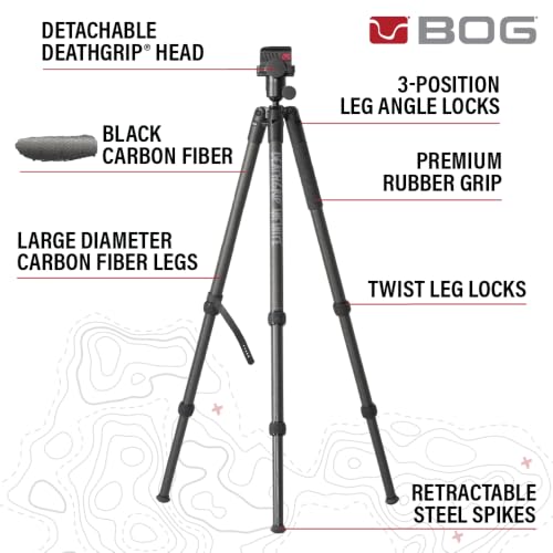 Carbon Fiber Hunting Tripod with Arca Swiss Mount & Gun Clamp - BOG DeathGrip
