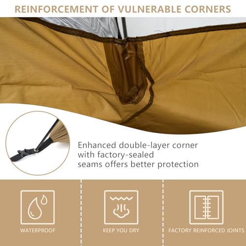 BISINNA Lightweight 2 Person Backpacking Tent - Brown, Waterproof & Windproof