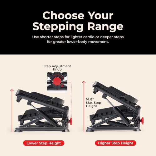 Black Onyx Twist Stair Stepper with Resistance Bands - Compact Home Cardio Equipment