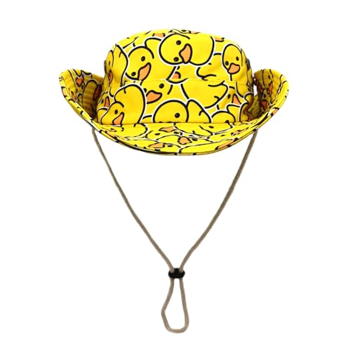 Sun Bucket Hat for Men Women - Yellow Duck Pattern, UV Protection, Foldable Cowboy Style