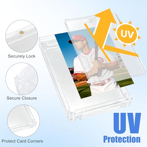18 Pack Magnetic Card Holders for Trading Cards - UV-Resistant Hard Plastic, Secure One-Touch Closure