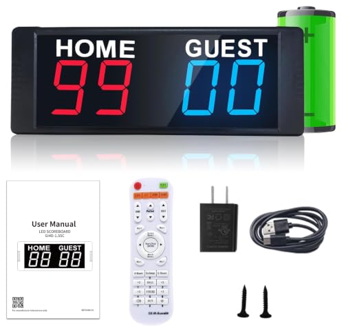 Rechargeable LED Portable Digital Scoreboard with Remote - Red & Blue