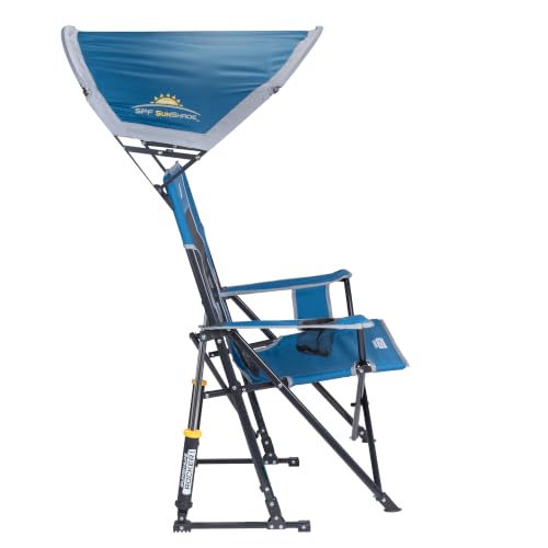 GCI Outdoor Sunshade Rocker Outdoor Folding Chair with Canopy – Neptune Blue