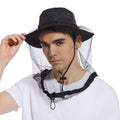 Sun Protection Mosquito Head Net Hat UPF 50+ for Men Women 7 1/2 Black