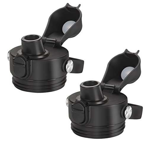 BIJISI Auto Spout Lid for YETI Rambler Bottles 18/26/36/64 oz - Black, Pack of 2