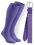 Youth Baseball Socks and Belt Set - Adjustable Softball & Football Accessories Purple 8-12 Years