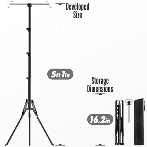 Telescopic Height Adjustable Camping Lantern Tripod Stand - 5ft 1 Inch