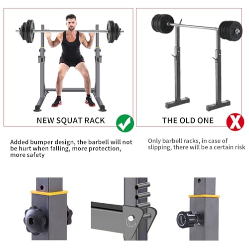 Adjustable 600lbs Steel Squat Rack for Home Gym - Heavy Duty Weight Lifter