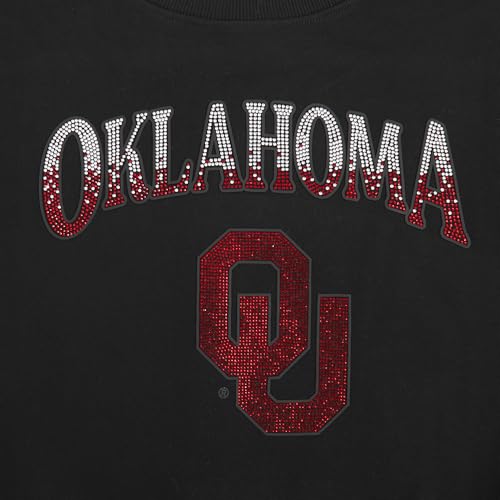 Oklahoma Sooners NCAA Women's Cropped Crewneck Sweatshirt with Crystal Logo - Medium, Black