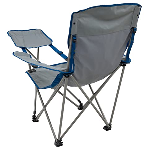Portable Camping Lounge Chair with Footrest and Adjustable Armrests - Gray/Blue