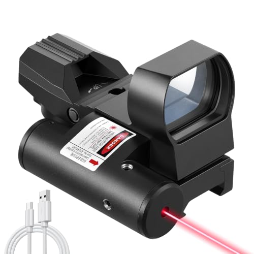 CVLIFE Rechargeable Red Dot Sight with Red/Green Laser & 4 Reticles for Hunting & Targeting