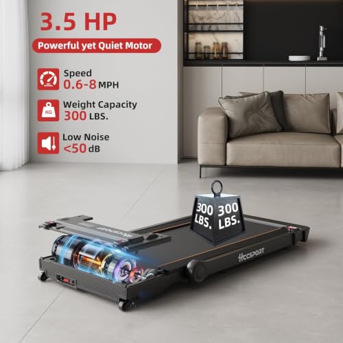 3-in-1 Under Desk Treadmill with Incline and Remote Control - Foldable Compact Walking Pad for Home and Office - Removable Tray Variation