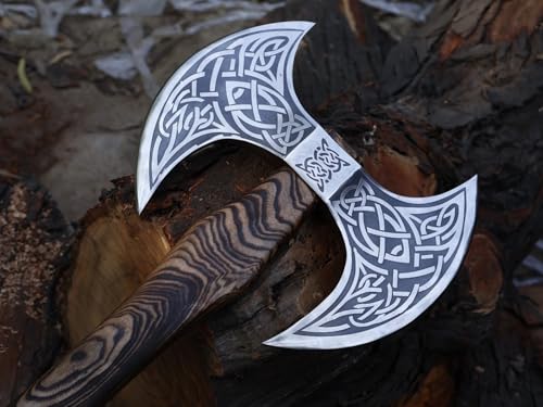 24-Inch Viking Double Handed Battle Axe - Norse Style Ax for Collectors & Recreation