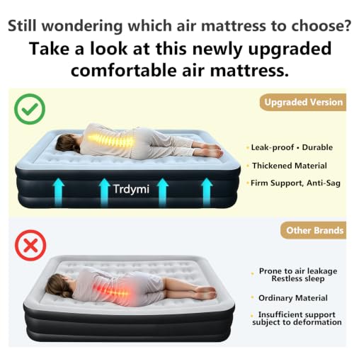 Full Size Air Bed with Built-in Pump - 600 lbs Capacity, Portable, Comfortable