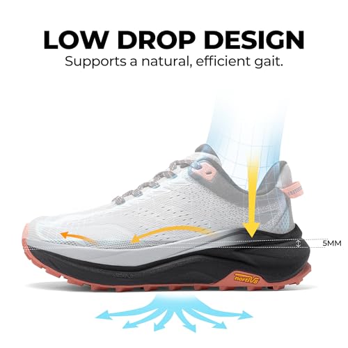 NORTIV 8 Women's Wide Toe Box Trail Running & Walking Shoes - Light Grey Pink, Size 8.5