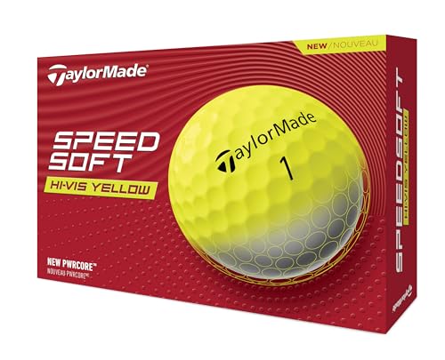 TaylorMade Speedsoft Ink Golf Ball - Yellow, 12 Pack, Low Compression, Bright Visibility