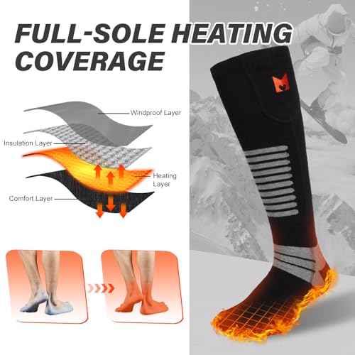 Rechargeable Heated Socks with 4 Levels for Outdoor Sports Winter Warmth