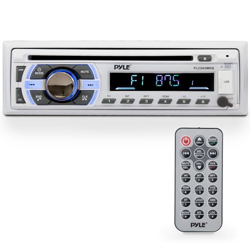 Pyle Marine Bluetooth Stereo Receiver with CD Player & FM Radio - 12V Waterproof Marine Head Unit - Single DIN
