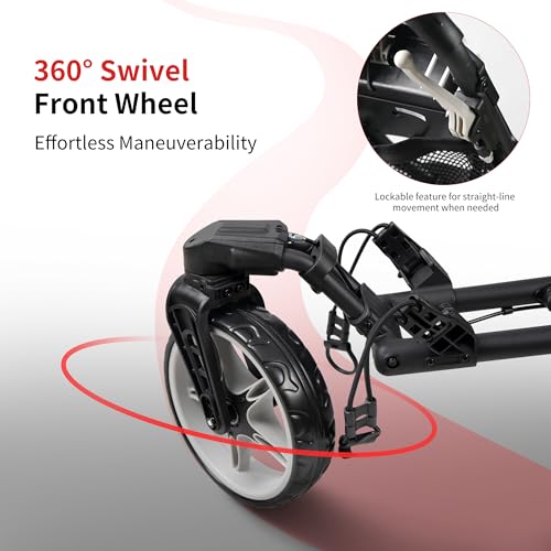 Caddytek CaddyLite ONE-Swivel V8 Golf Push Cart Dark Grey Lightweight Foldable 3-Wheel