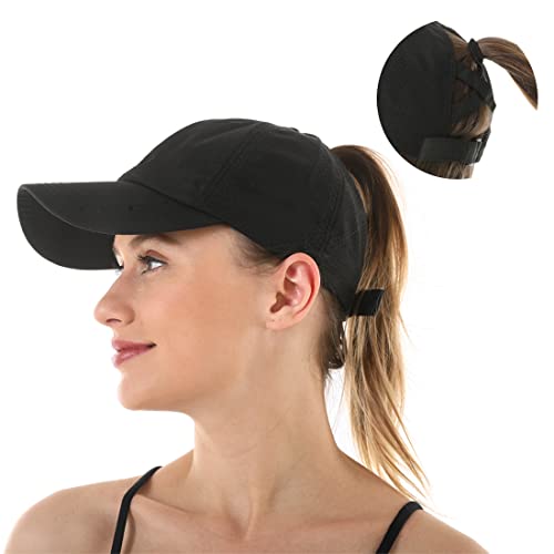 Cross Hat Womens Baseball Cap with Ponytail Hole - 2 Pack Grey & Black - One Size