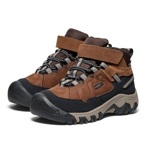 KEEN Kids Targhee 4 Waterproof Hiking Boots for Little & Big Kids – Bison/Brindle, Mid Height, Durable & Comfortable