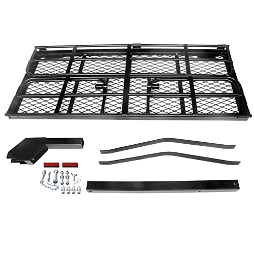 OKLEAD Heavy Duty Hitch Cargo Basket with Stabilizer 60" x 24" Folding Car SUV Rack