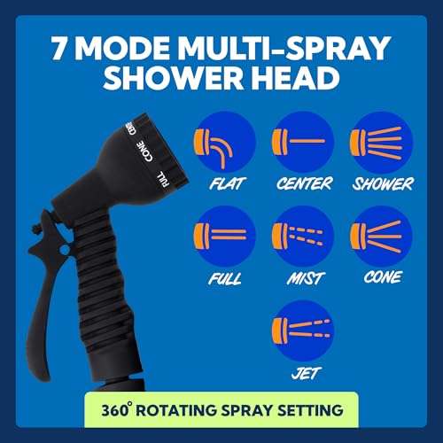 SUN NINJA Portable Camping Shower with 7-Mode Shower Head, 2.1 Gallon Black