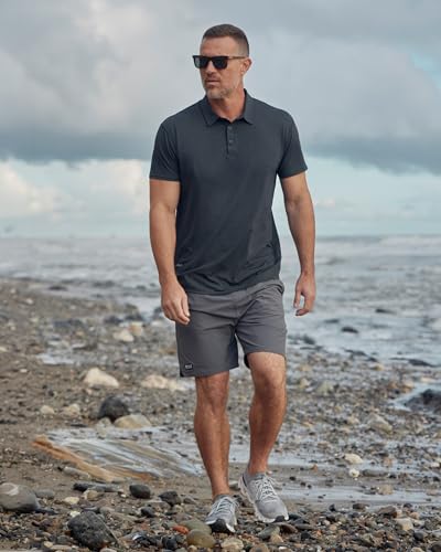 BYLT Basics Men's Active Drop-Cut Polo Shirt - X-Large Navy - Moisture-Wicking, 4-Way Stretch Performance Top